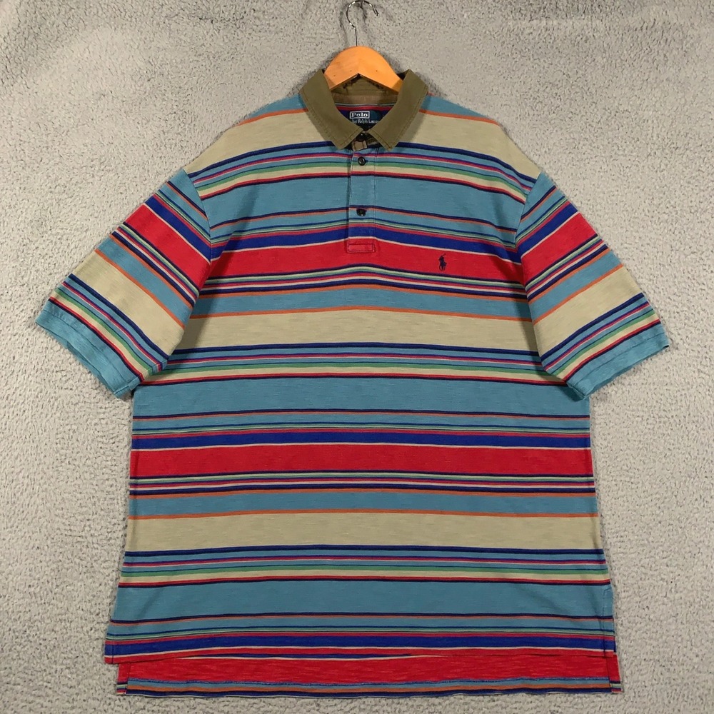 Polo Ralph Lauren Striped Polo Shirt Mens 2xlt Bl… - image 3